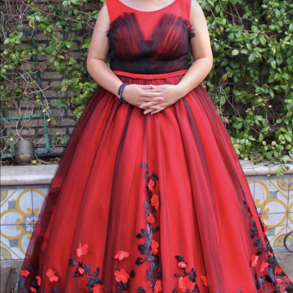 Red and Black Ball Gown